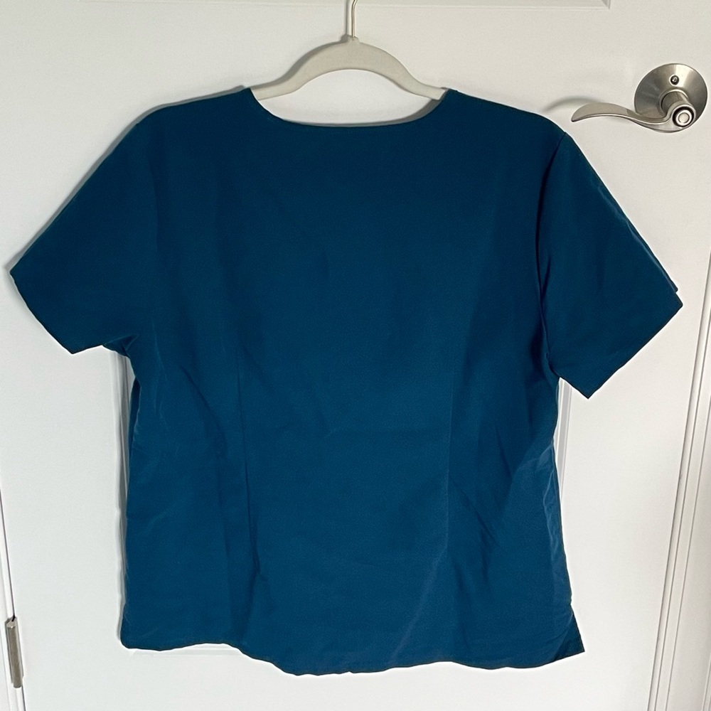 Figs Women's Blue Scrub with Orange Drawstring - Picture 4 of 16